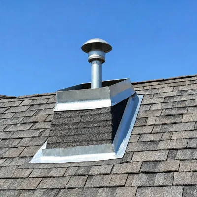 Roof chase flashing for fireplace vent